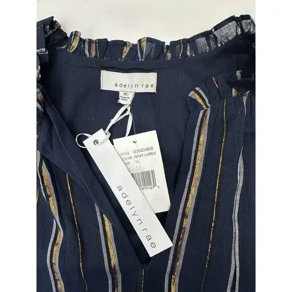 Adelyn Rae Boho Chic Nina Cotton Midi Dress Navy Blue Xlarge Classic With Pocket - Picture 9 of 12